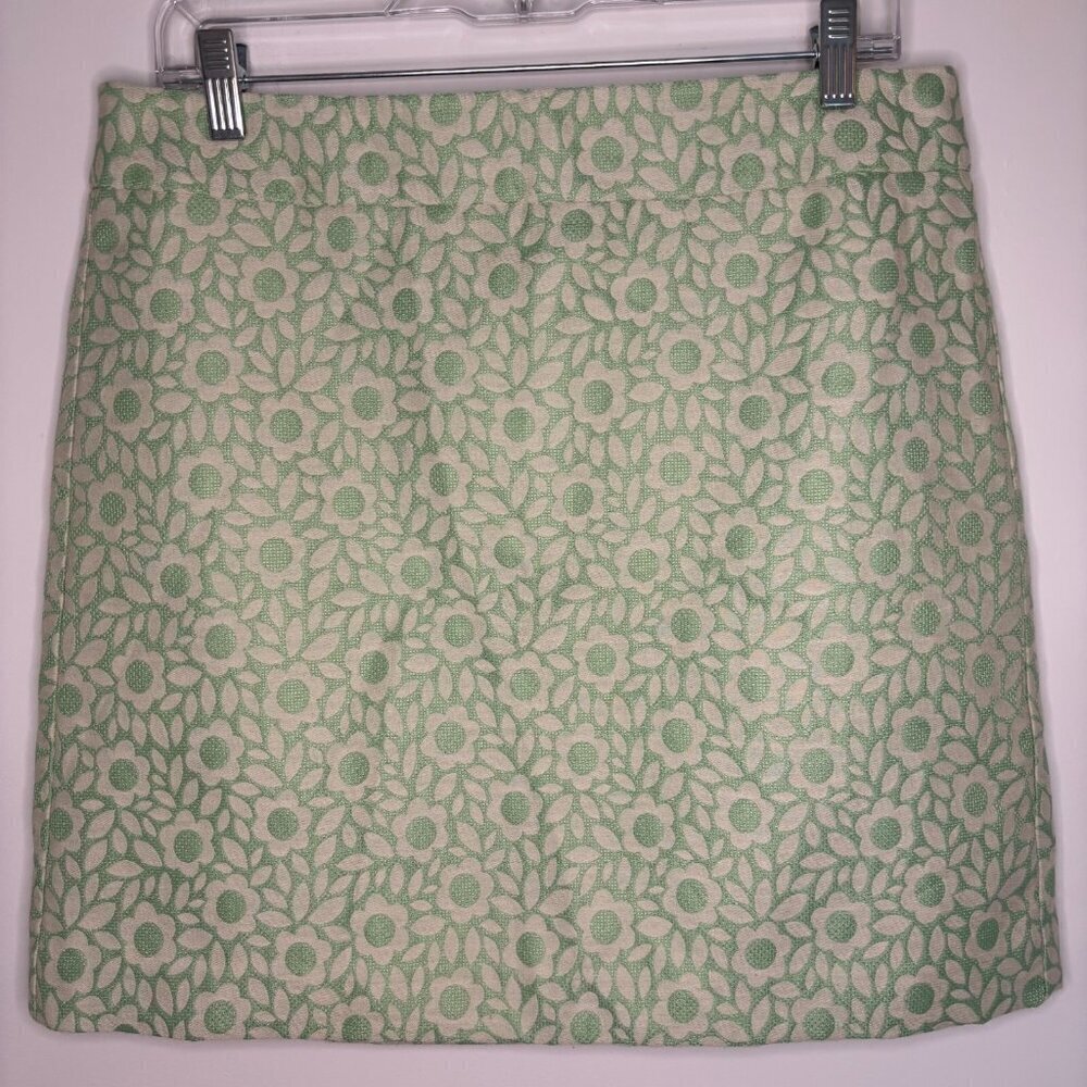 LOFT Mini Skirt Womens 10 Green Flower Lined